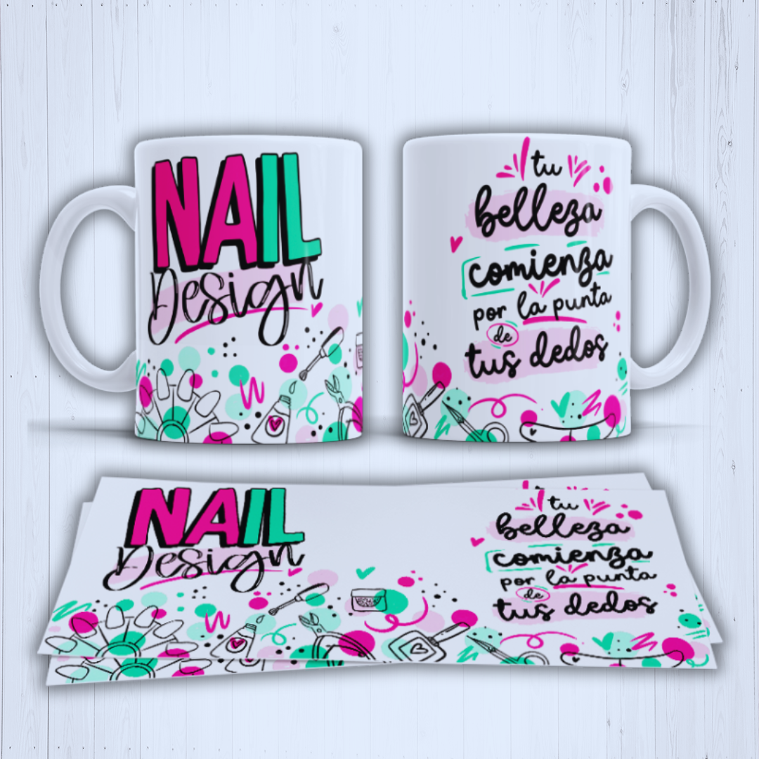 Taza manicurista o diseño de uñas