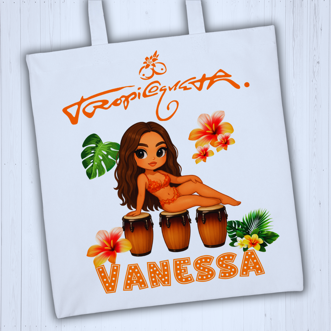 tote Bag tropicoqueta con tu nombre