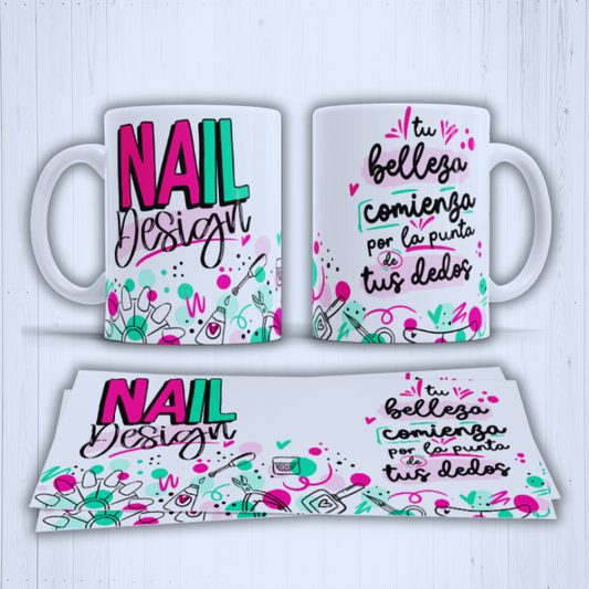 Taza manicurista o diseño de uñas
