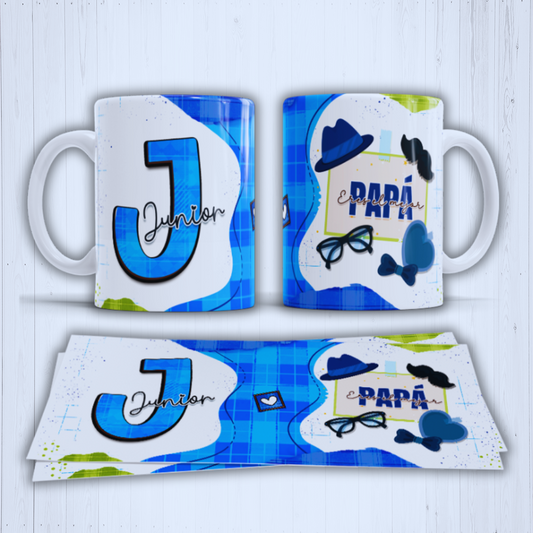 Taza Papá eres el mejor con inicial