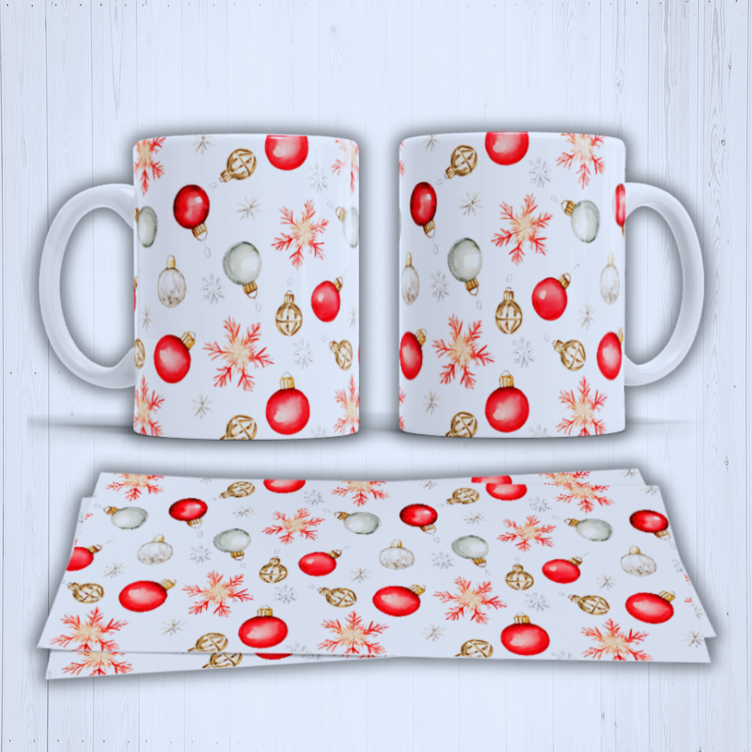 🎄 TAZA "ADORNOS DE ACUARELA"