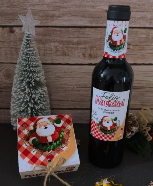 Botella de Vino "Etiqueta Familia" + Cajita de Regalo